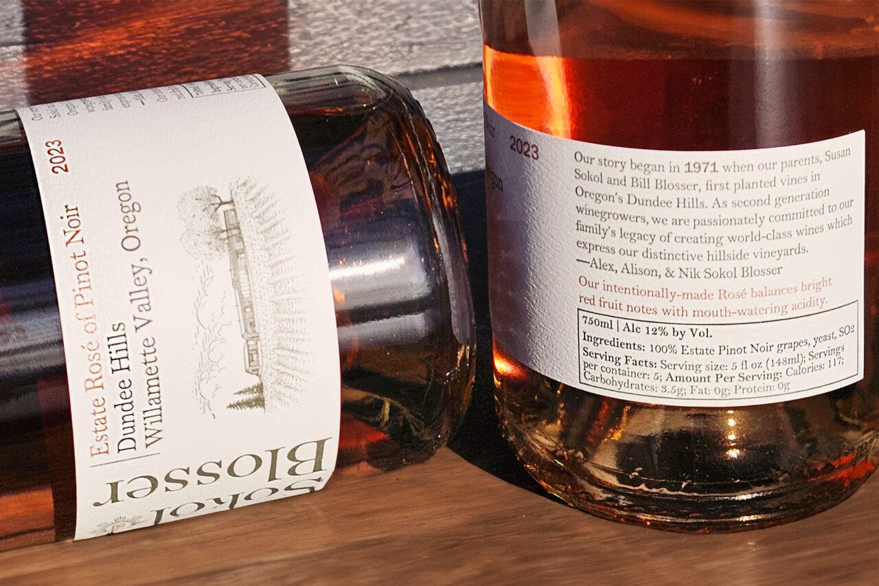 Sokol Blosser Winery Estate Rosé Nutritional Labeling