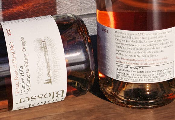 Sokol Blosser Winery Estate Rosé Nutritional Labeling