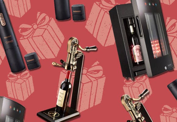 Wine and Whiskey products on a designed background