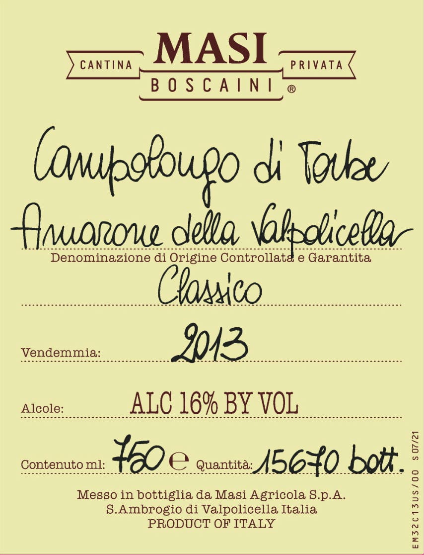 Masi 2013 Campolongo di Torbe Red (Amarone della Valpolicella Classico)