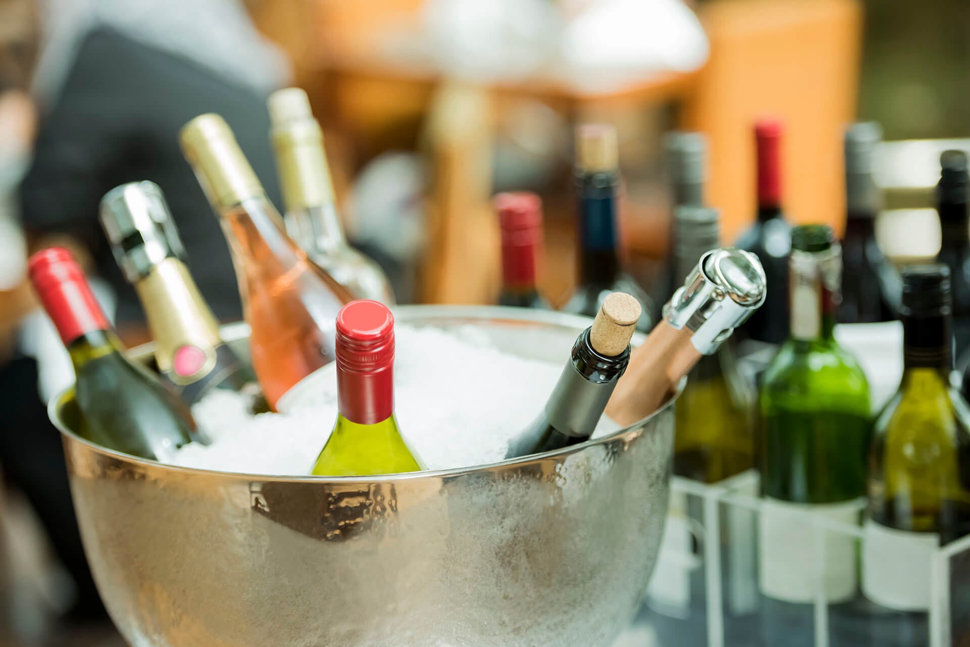 Wine chilling in a bucket