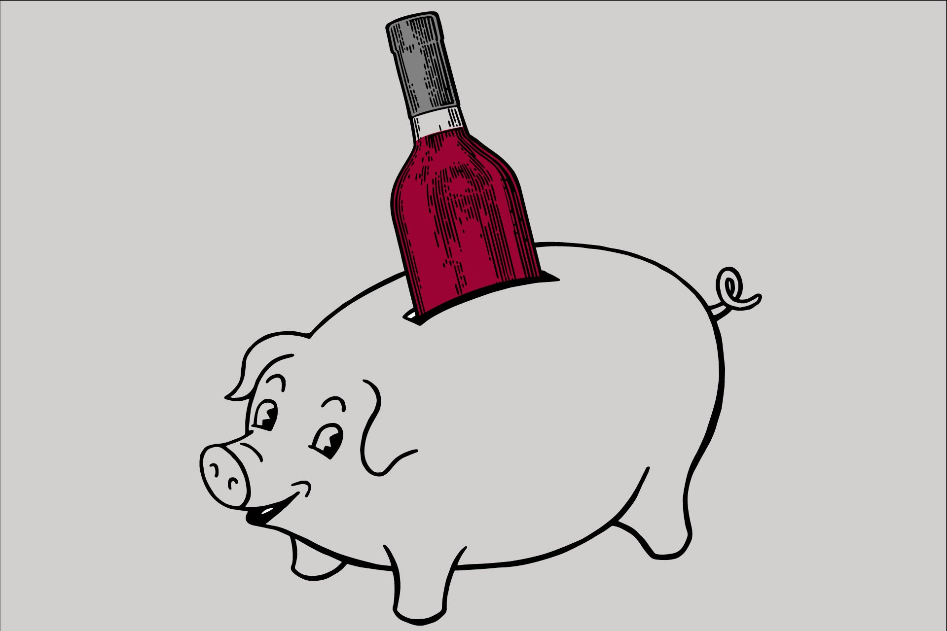 Saving for wine in a piggy bank